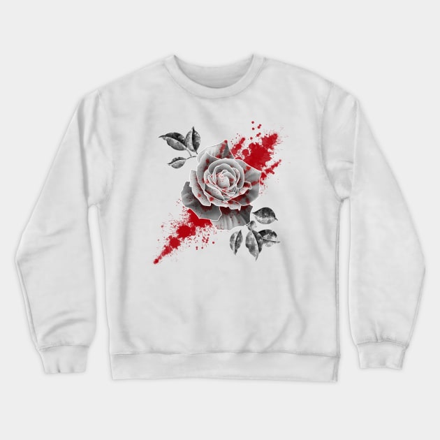 Blood Splatter Rose Crewneck Sweatshirt by Constattoo